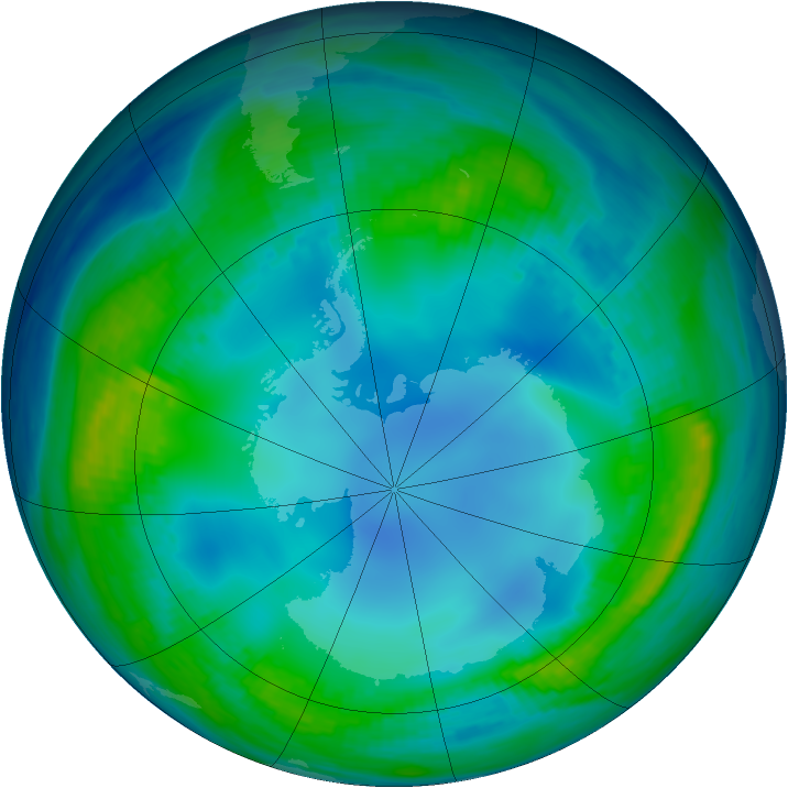 Antarctic ozone map for 20 May 1985